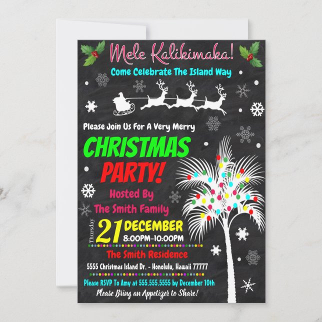 Christmas Luau Party Invitation (Front)