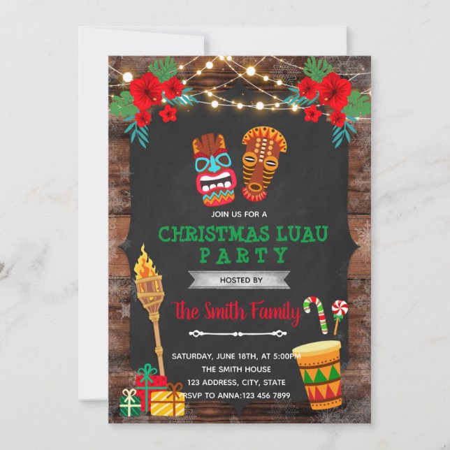 Christmas luau theme invitation (Front)
