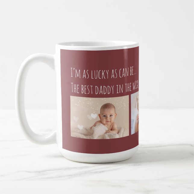Christmas Lucky Me Best Daddy Photos Customized Coffee Mug (Left)