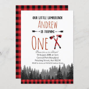 Christmas Lumberjack Birthday Woodland Invitation