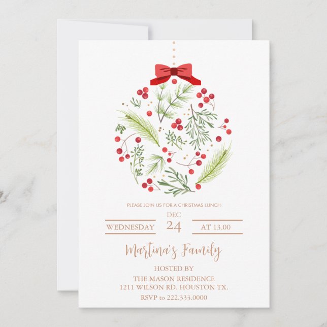 Christmas Lunch Invitations Christmas Brunch (Front)