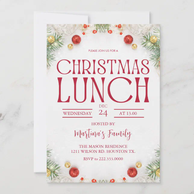 Christmas Lunch Invitations Holiday Party | Zazzle