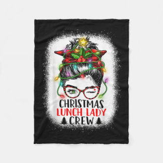 Christmas Lunch Lady Crew Messy Bun Women Christma Fleece Blanket