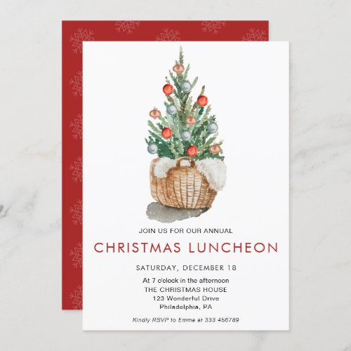 Christmas Luncheon Pine tree Holiday Invitation