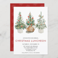 Christmas Luncheon Pine trees Holiday Invitation