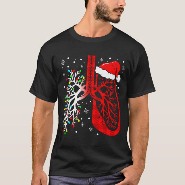 Christmas Lung Lights Resratory Therast Holiday  T-Shirt (Front)