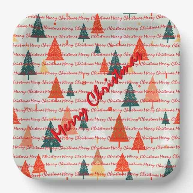 Christmas Luxury Christmas Trees Festive Paper Plates (Front)
