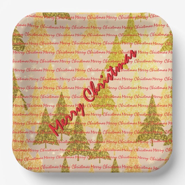 Christmas Luxury Christmas Trees Festive Paper Plates (Front)