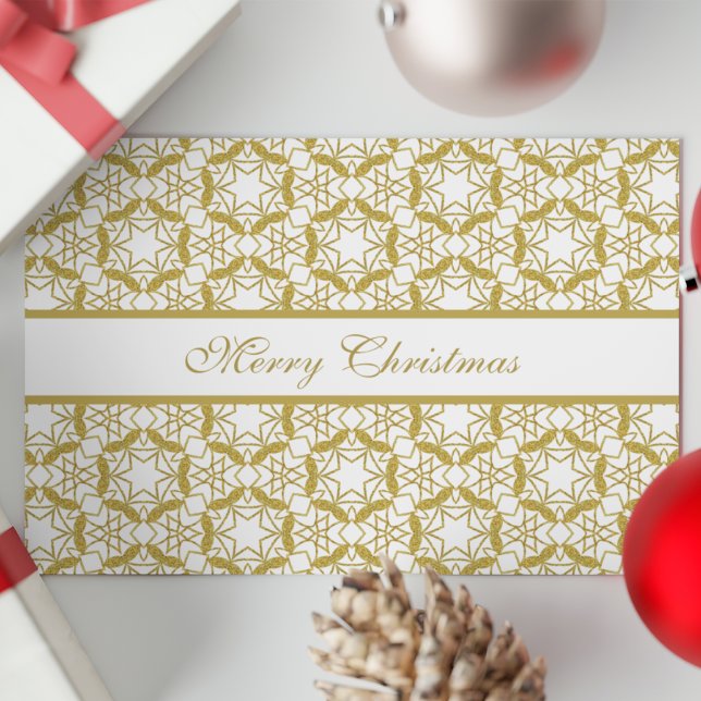 Christmas Luxury Personalized Gold Pattern Holiday Card (Creator Uploaded)