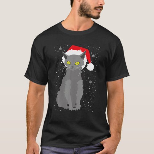 Christmas Lykoi Cat Santa Hat Xmas Kittens Lovers T_Shirt