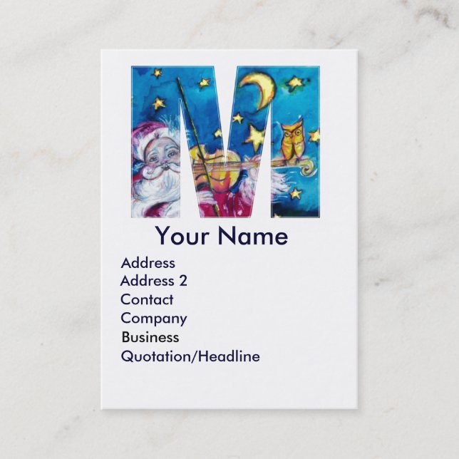 CHRISTMAS M LETTER / INSPIRED SANTA MONOGRAM BUSINESS CARD (Front)