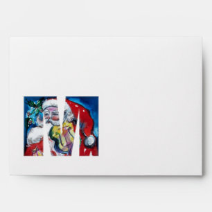 CHRISTMAS M LETTER /SANTA  CLAUS WITH VIOLIN ENVELOPE