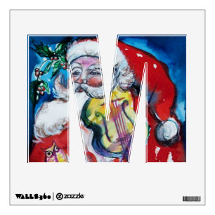 CHRISTMAS M LETTER /SANTA CLAUS WITH VIOLIN WALL STICKER