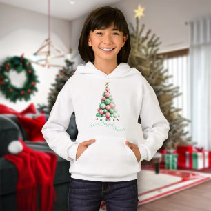 Christmas Macaron Tree Custom Message Girls Hoodie