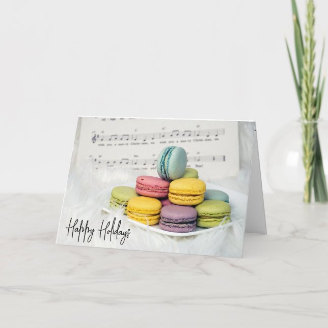 Christmas Macarons with Music Holiday Card (Front)