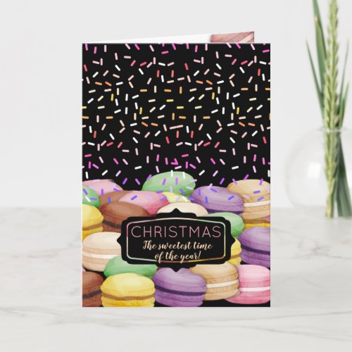 Christmas macaroon cookies sprinkles baking holiday card