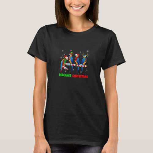 Christmas Macaws On Candy Cane  Santa Macaw  T_Shirt