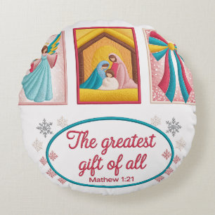 Christmas Machine Embroidery Design – Angel,  Round Pillow
