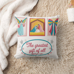 Christmas Machine Embroidery Design – Angel,  Throw Pillow