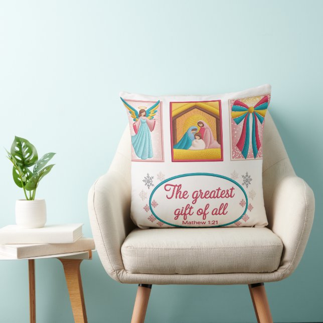 Christmas Machine Embroidery Design – Angel,  Throw Pillow (Chair)