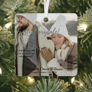 Christmas Magazine Cover Engagement Announcement  Metal Ornament