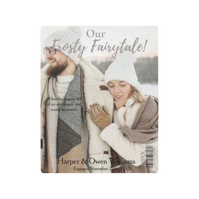 Christmas Magazine Cover Engagement Announcement  Metal Print (Front)