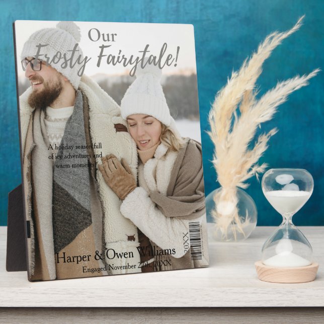 Christmas Magazine Cover Engagement Announcement  Plaque (Side)