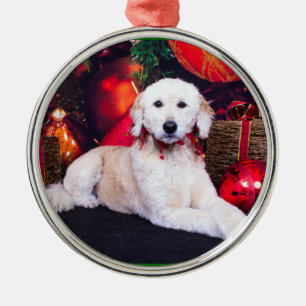 Christmas - Maggie - GoldenDoodle Metal Ornament
