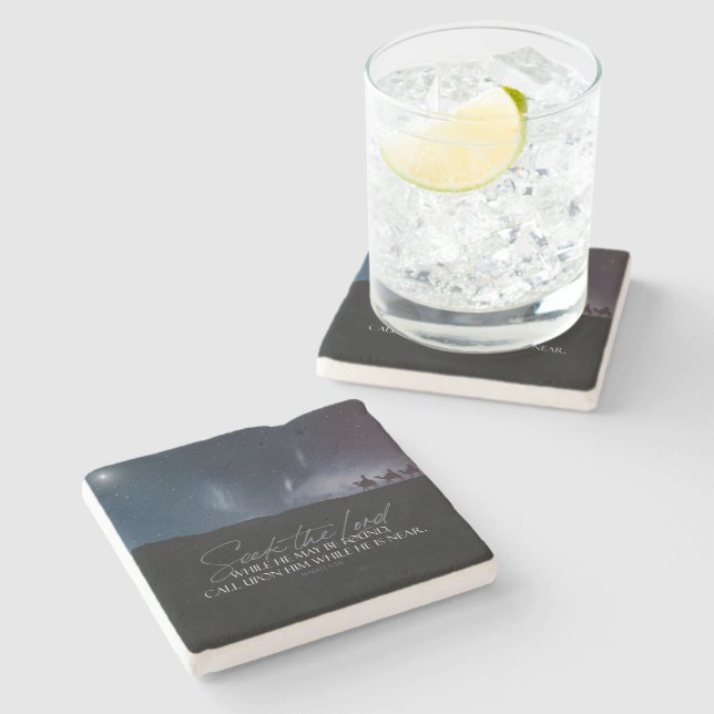 Christmas Magi Bible Quote Stone Coaster (Side)