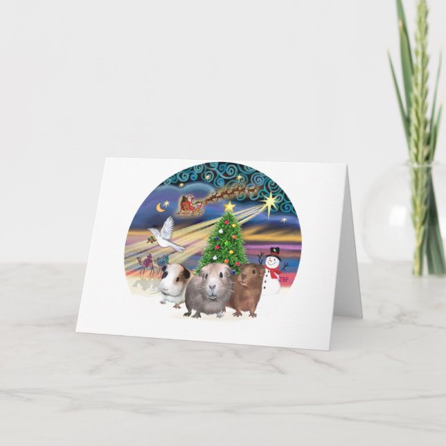 Christmas Magic - 3 Guinea Pigs Holiday Card (Front)