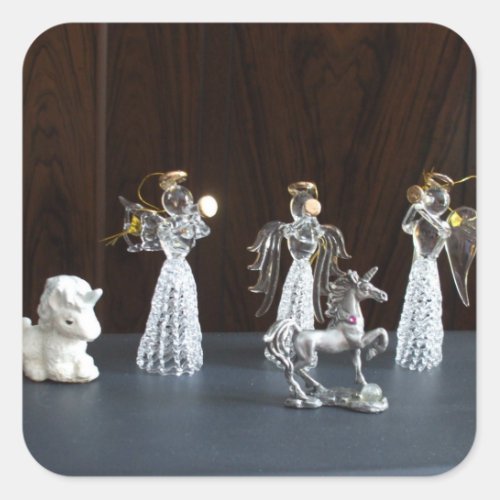 Christmas Magic_Angels_Unicorns Figurines Square Sticker