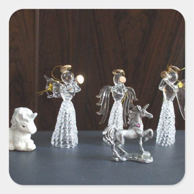 Christmas Magic-Angels-Unicorns Figurines Square Sticker (Front)