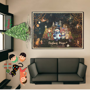 Christmas Magic Black green Rug