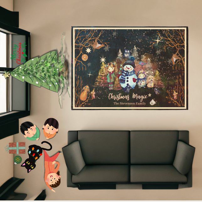 Christmas Magic Black green  Rug (Christmas Magic Black green Rug)