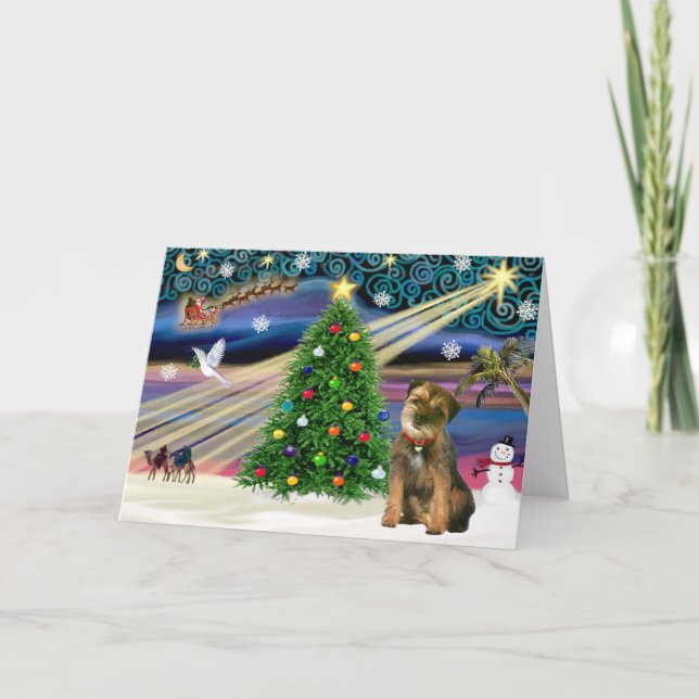 Christmas Magic Border Terrier Holiday Card (Front)