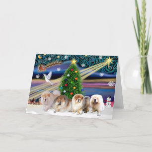 Christmas Magic Chow Chows (four) Holiday Card
