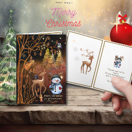Christmas Magic - Cute Woodland Animals Holiday Card