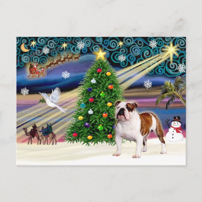 Christmas Magic English Bulldog 5 Holiday Postcard (Front)