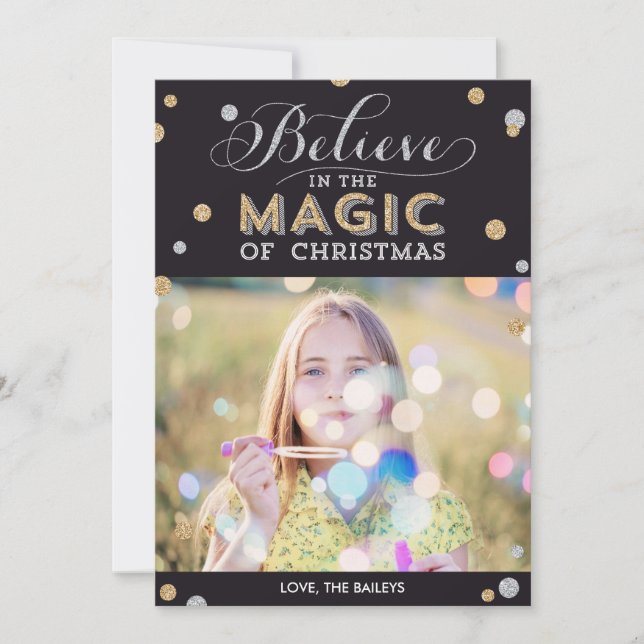 Christmas Magic Holiday Photo Cards - Black (Front)