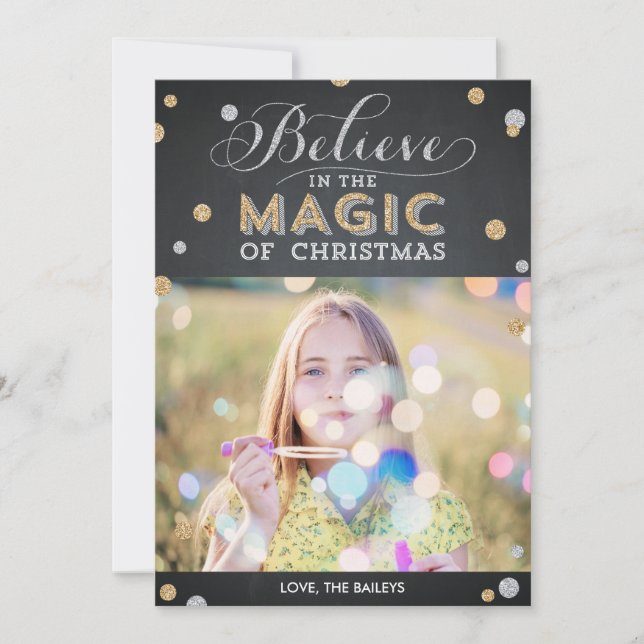 Christmas Magic Holiday Photo Cards - Chalkboard (Front)