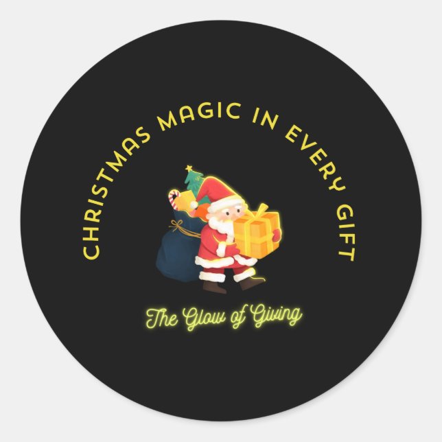 Christmas Magic in Every Gift Classic Round Sticker (Front)