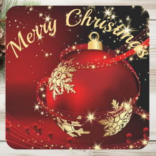 Christmas Magic in Red Card Envelope Square Sticker