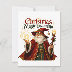 Christmas Magic Incoming Wizard Santa Claus Note Card