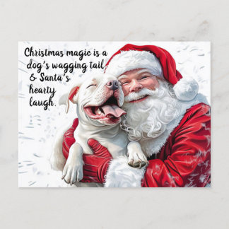 Christmas Magic is a Dog's Wagging Tail & Santa Holiday Postcard
