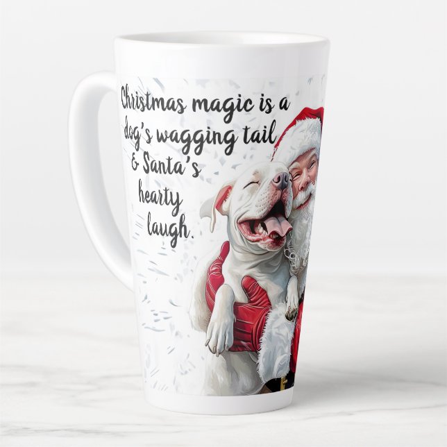 Christmas Magic is a Dog's Wagging Tail & Santa Latte Mug (Left Angle)