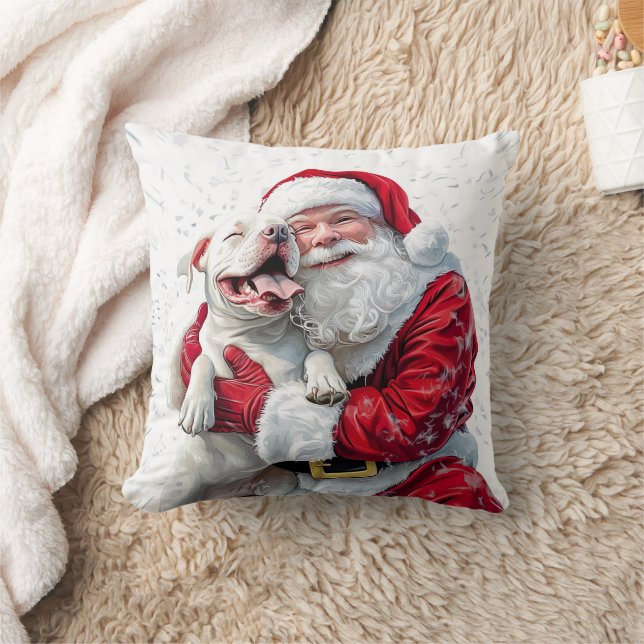 Christmas Magic is a Dog's Wagging Tail & Santa Throw Pillow (Blanket)