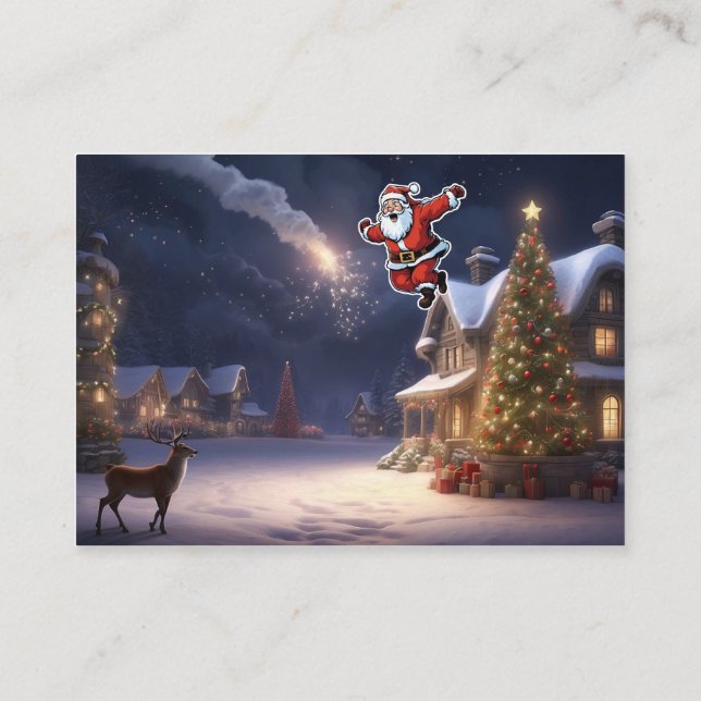 Christmas Magic is in the air and new year santa Business Card (Back)