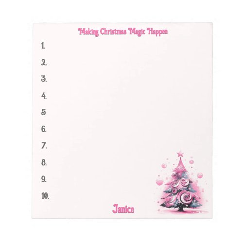 Christmas Magic Maker To Do List Pink Add Name Notepad