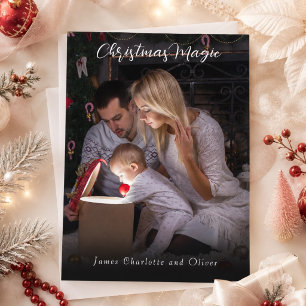 Christmas Magic Photo Script Typography Overlay  Holiday Card