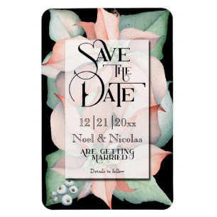 Christmas Magic/Poinsettia Save the Date Wedding Magnet